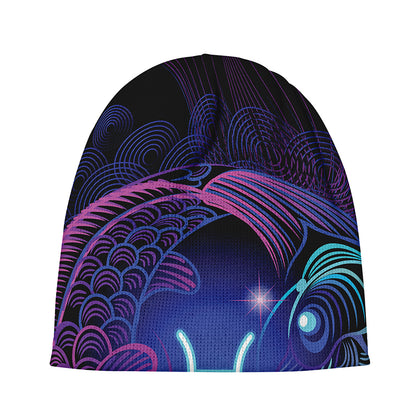 Dark Pisces Zodiac Sign Print Beanie