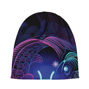 Dark Pisces Zodiac Sign Print Beanie