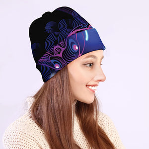 Dark Pisces Zodiac Sign Print Beanie