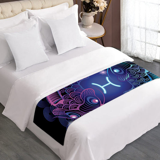 Dark Pisces Zodiac Sign Print Bed Runner