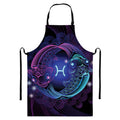 Dark Pisces Zodiac Sign Print Bib Apron With Pocket