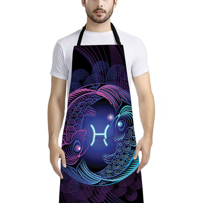 Dark Pisces Zodiac Sign Print Bib Apron With Pocket