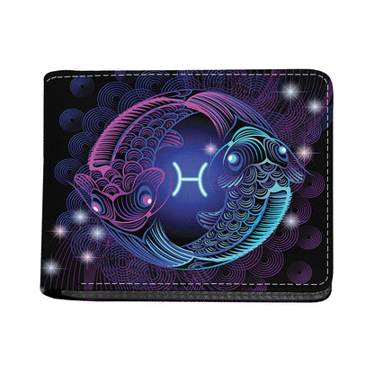 Dark Pisces Zodiac Sign Print Bifold Wallet