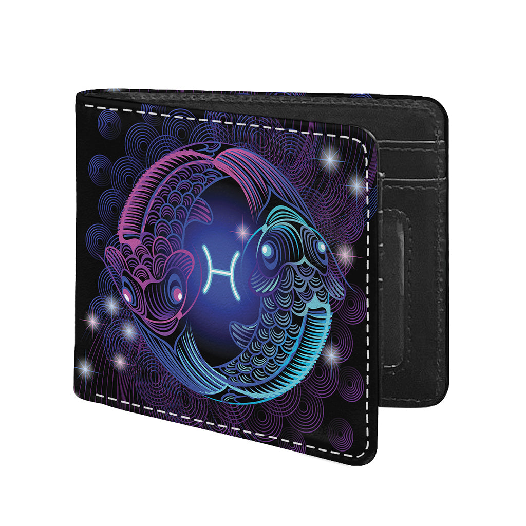 Dark Pisces Zodiac Sign Print Bifold Wallet