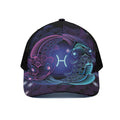 Dark Pisces Zodiac Sign Print Black Mesh Trucker Hat