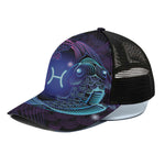 Dark Pisces Zodiac Sign Print Black Mesh Trucker Cap