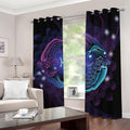 Dark Pisces Zodiac Sign Print Dimout Grommet Curtains