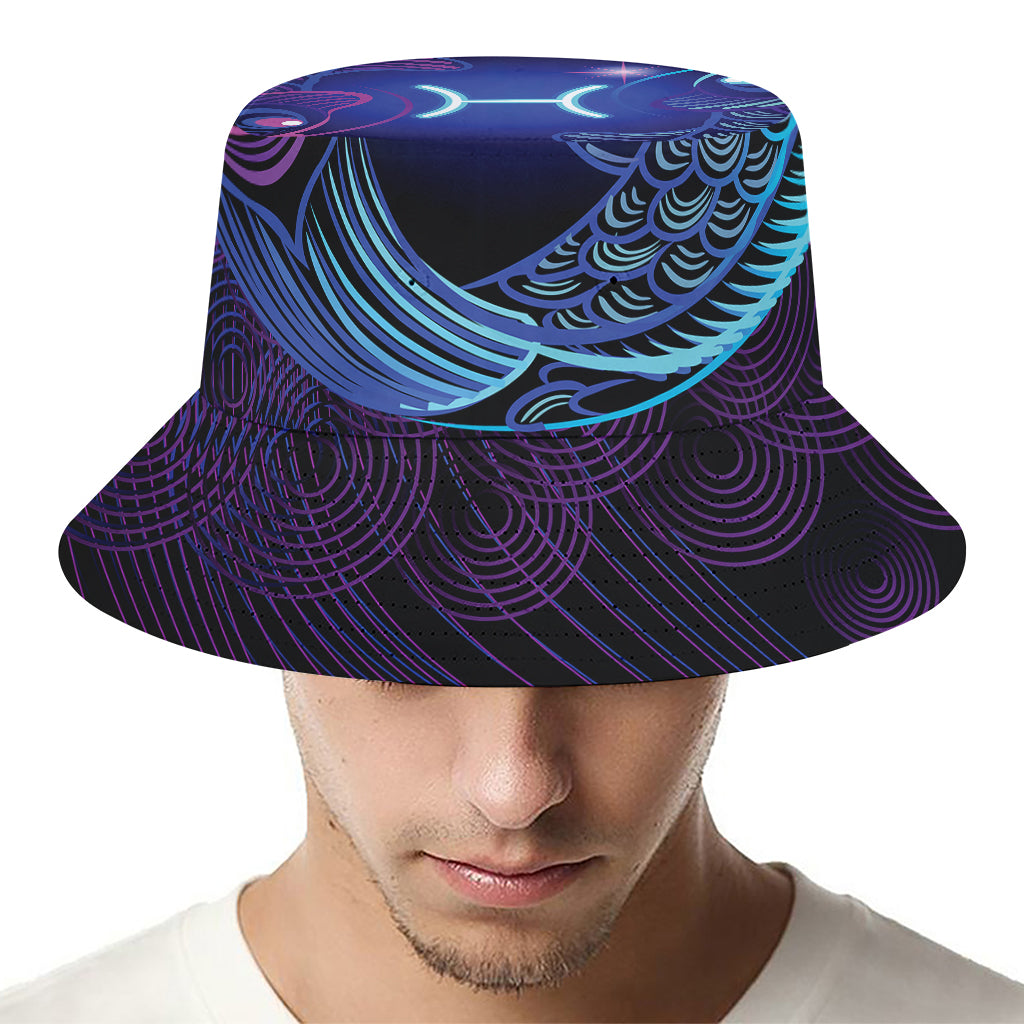 Dark Pisces Zodiac Sign Print Bucket Hat