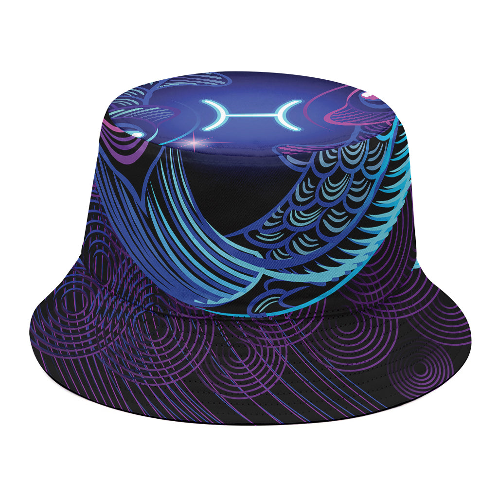 Dark Pisces Zodiac Sign Print Bucket Hat