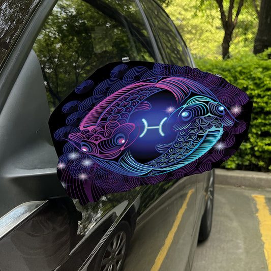 Dark Pisces Zodiac Sign Print Car Side Mirror Covers