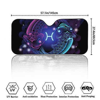 Dark Pisces Zodiac Sign Print Car Windshield Sun Shade