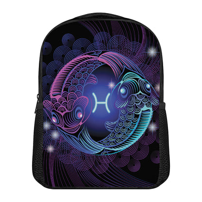 Dark Pisces Zodiac Sign Print Casual Backpack