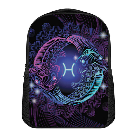 Dark Pisces Zodiac Sign Print Casual Backpack