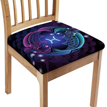 Dark Pisces Zodiac Sign Print Chair Cushion Cover