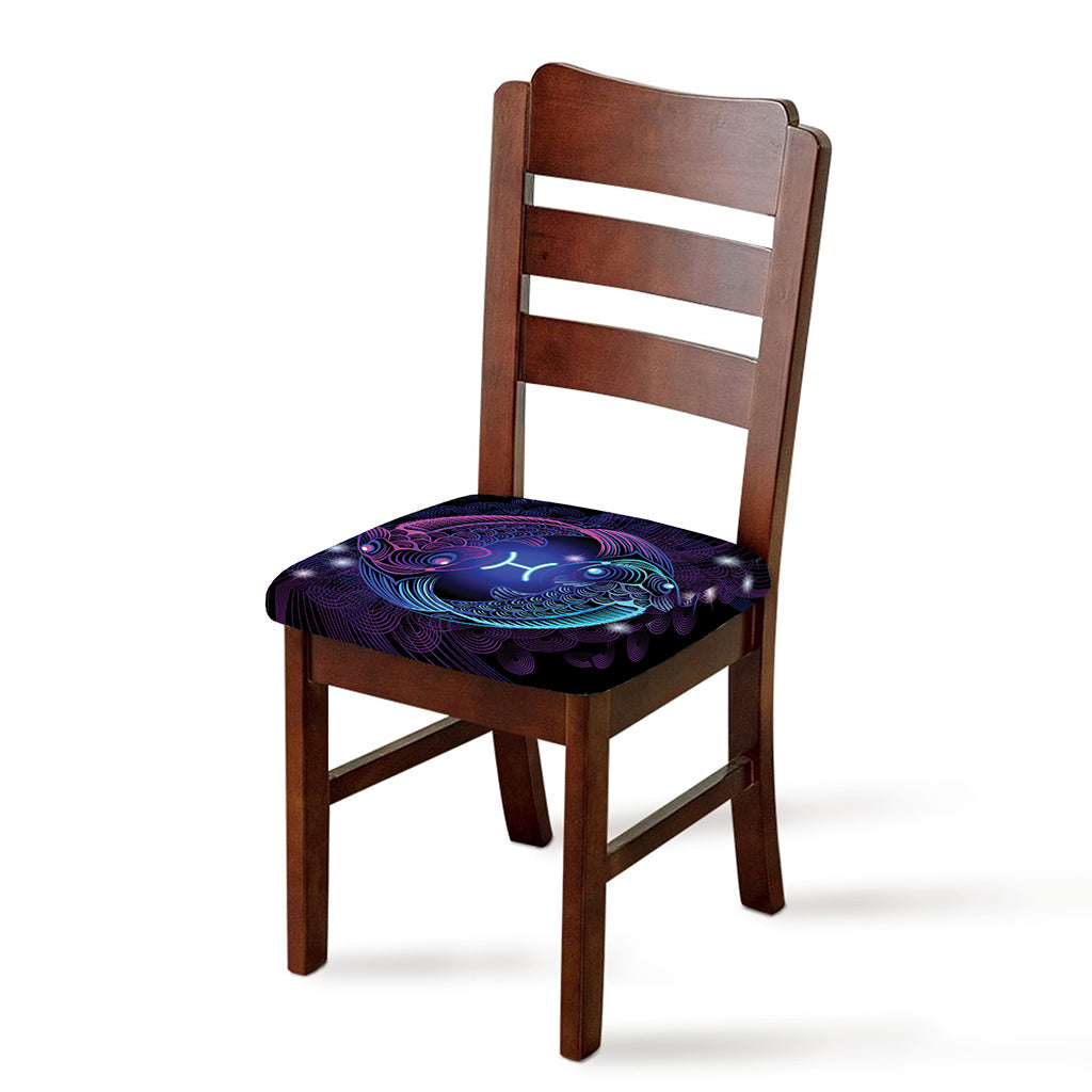 Dark Pisces Zodiac Sign Print Chair Cushion Cover