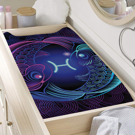 Dark Pisces Zodiac Sign Print Changing Pad Cover