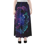 Dark Pisces Zodiac Sign Print Chiffon Maxi Skirt