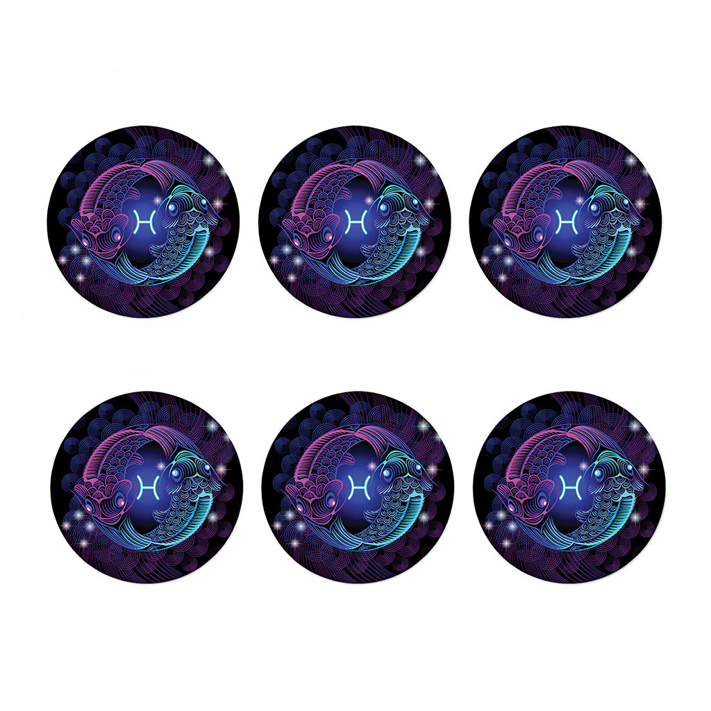 Dark Pisces Zodiac Sign Print Coaster Set