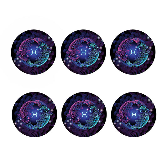 Dark Pisces Zodiac Sign Print Coaster Set