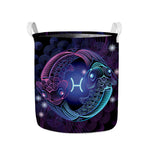 Dark Pisces Zodiac Sign Print Collapsible Laundry Basket