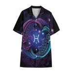Dark Pisces Zodiac Sign Print Cotton Hawaiian Shirt