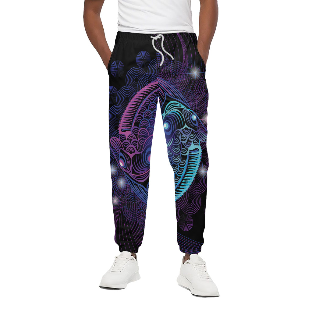 Dark Pisces Zodiac Sign Print Cotton Pants