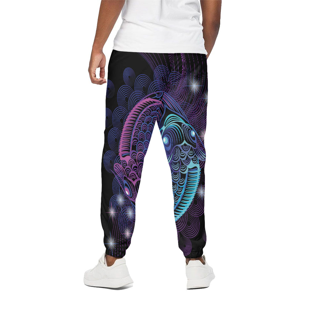 Dark Pisces Zodiac Sign Print Cotton Pants