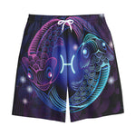 Dark Pisces Zodiac Sign Print Cotton Shorts