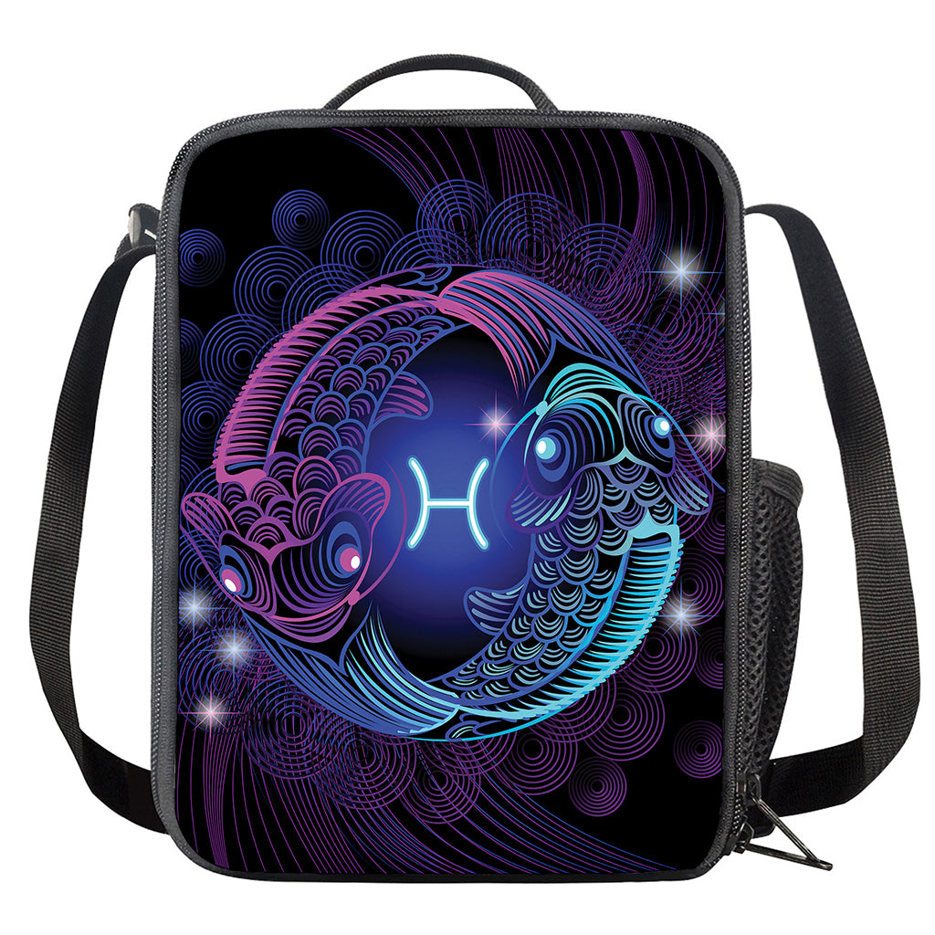 Dark Pisces Zodiac Sign Print Crossbody Lunch Bag