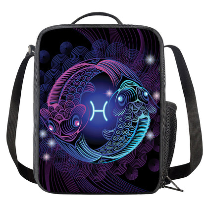 Dark Pisces Zodiac Sign Print Crossbody Lunch Bag