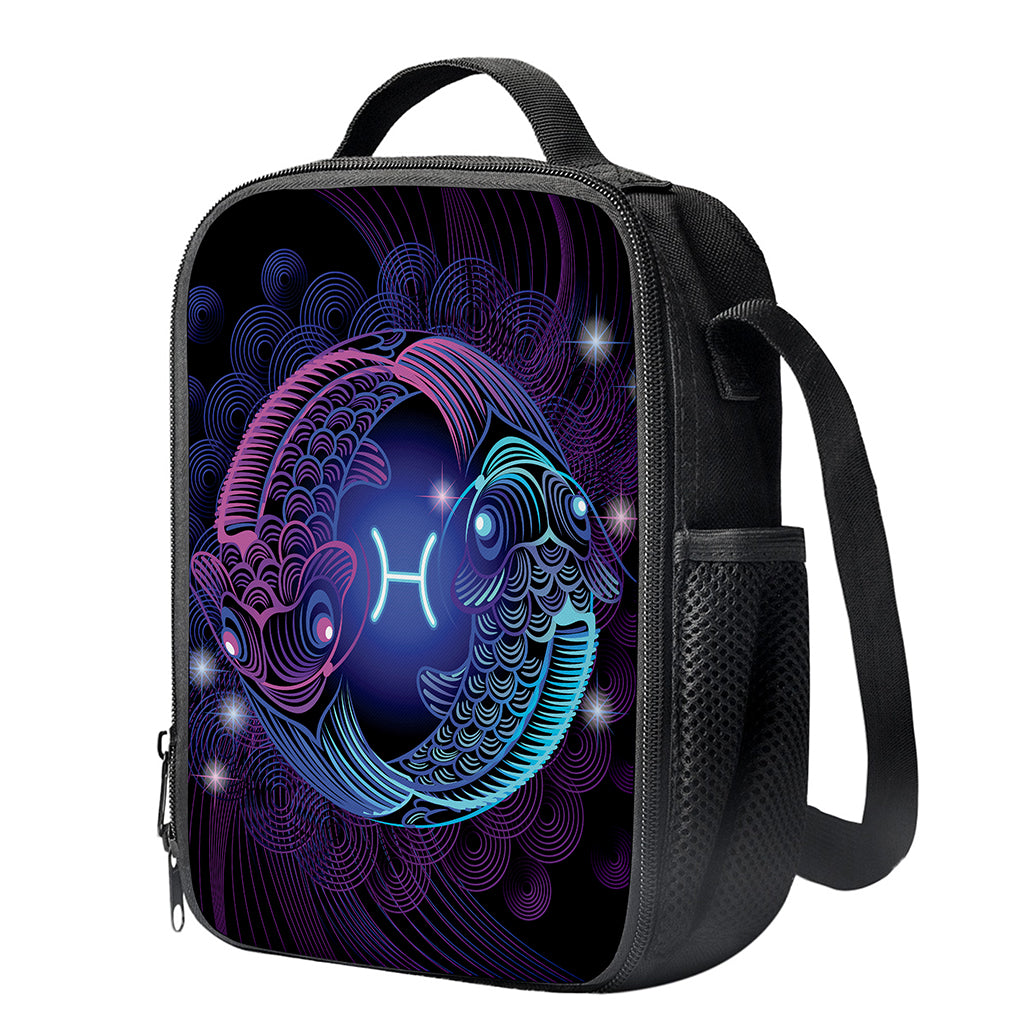 Dark Pisces Zodiac Sign Print Crossbody Lunch Bag