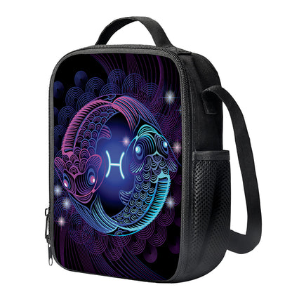 Dark Pisces Zodiac Sign Print Crossbody Lunch Bag