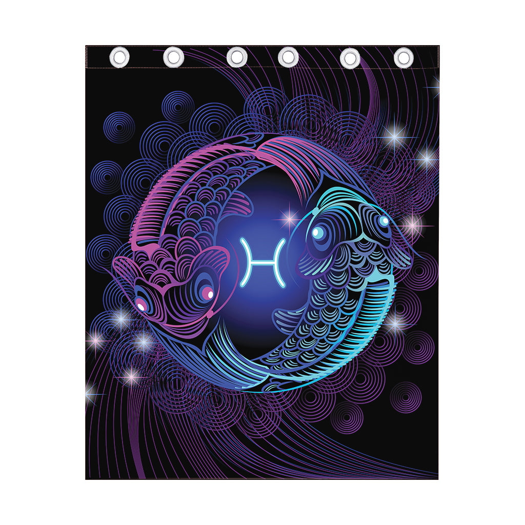 Dark Pisces Zodiac Sign Print Curtain