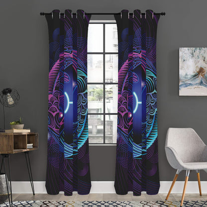 Dark Pisces Zodiac Sign Print Curtain