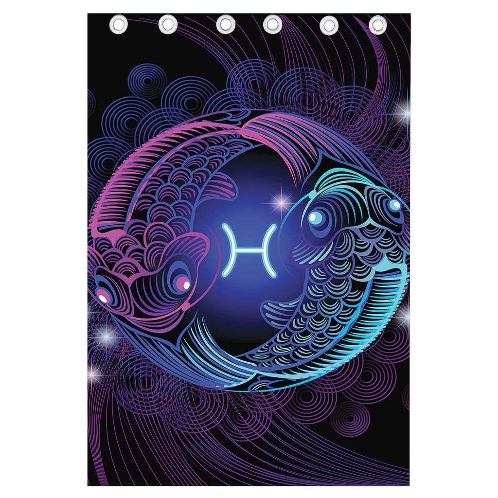 Dark Pisces Zodiac Sign Print Curtain