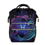 Dark Pisces Zodiac Sign Print Diaper Bag