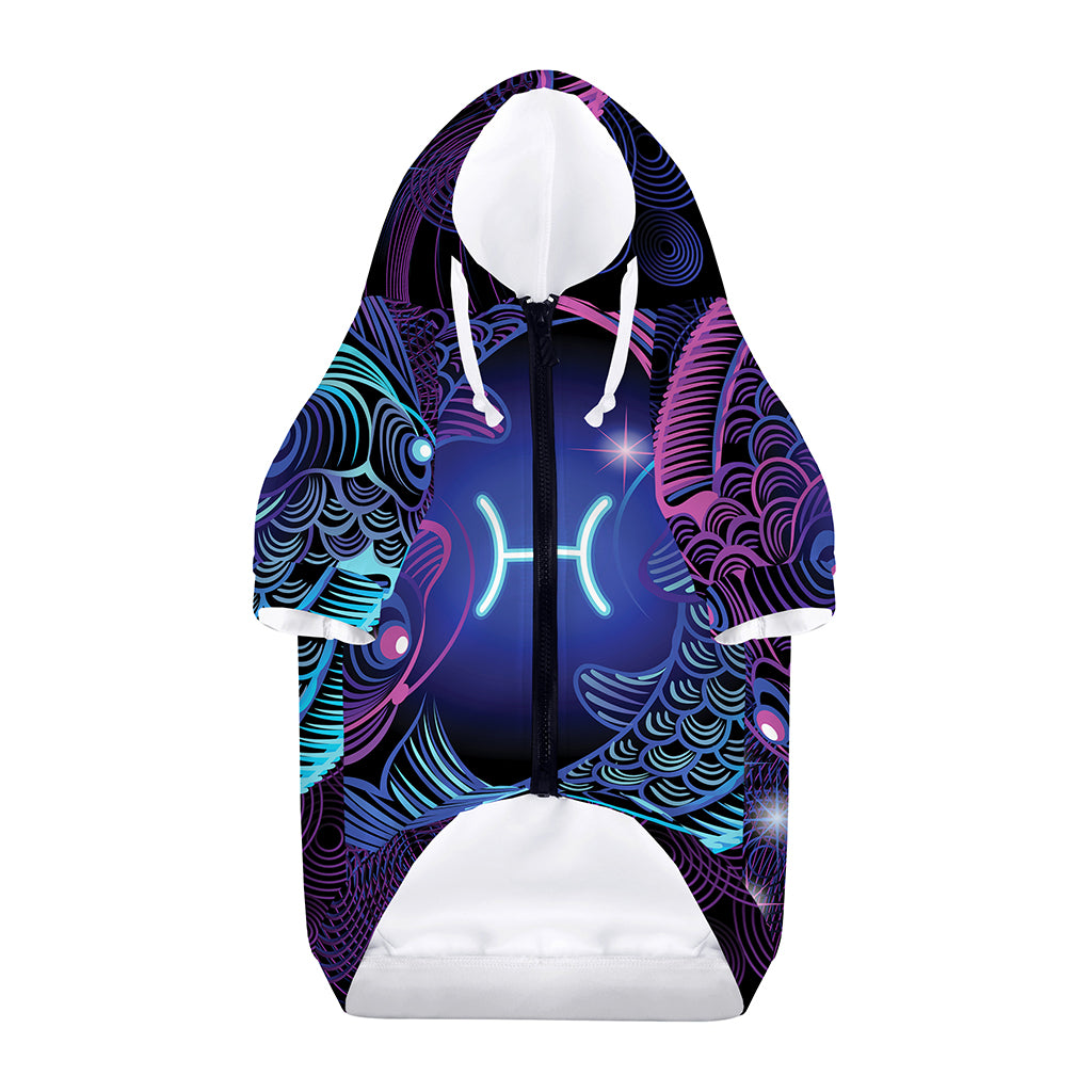 Dark Pisces Zodiac Sign Print Dog Zip Up Hoodie