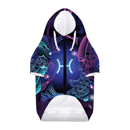 Dark Pisces Zodiac Sign Print Dog Zip Up Hoodie