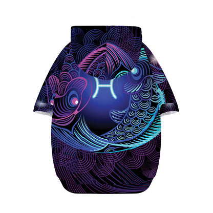 Dark Pisces Zodiac Sign Print Dog Zip Up Hoodie