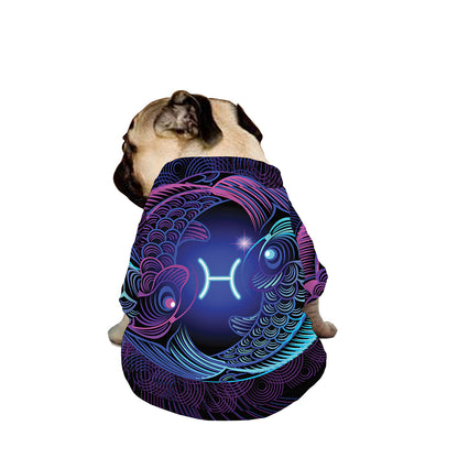 Dark Pisces Zodiac Sign Print Dog Zip Up Jacket