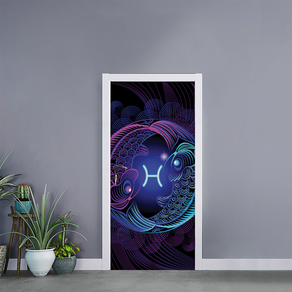 Dark Pisces Zodiac Sign Print Door Sticker