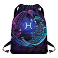 Dark Pisces Zodiac Sign Print Drawstring Backpack