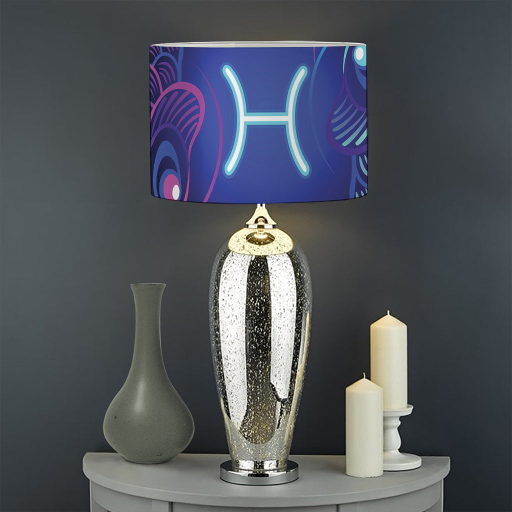 Dark Pisces Zodiac Sign Print Drum Lamp Shade