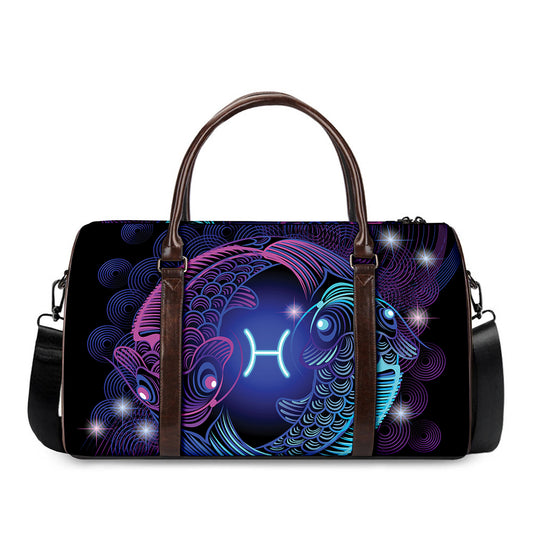 Dark Pisces Zodiac Sign Print Duffle Bag