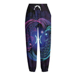 Dark Pisces Zodiac Sign Print Fleece Lined Knit Pants