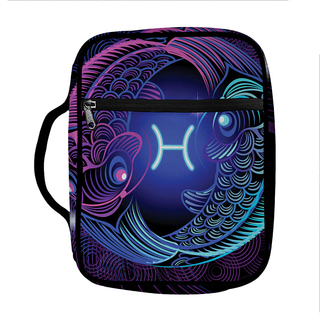 Dark Pisces Zodiac Sign Print Front Pocket Bible Bag