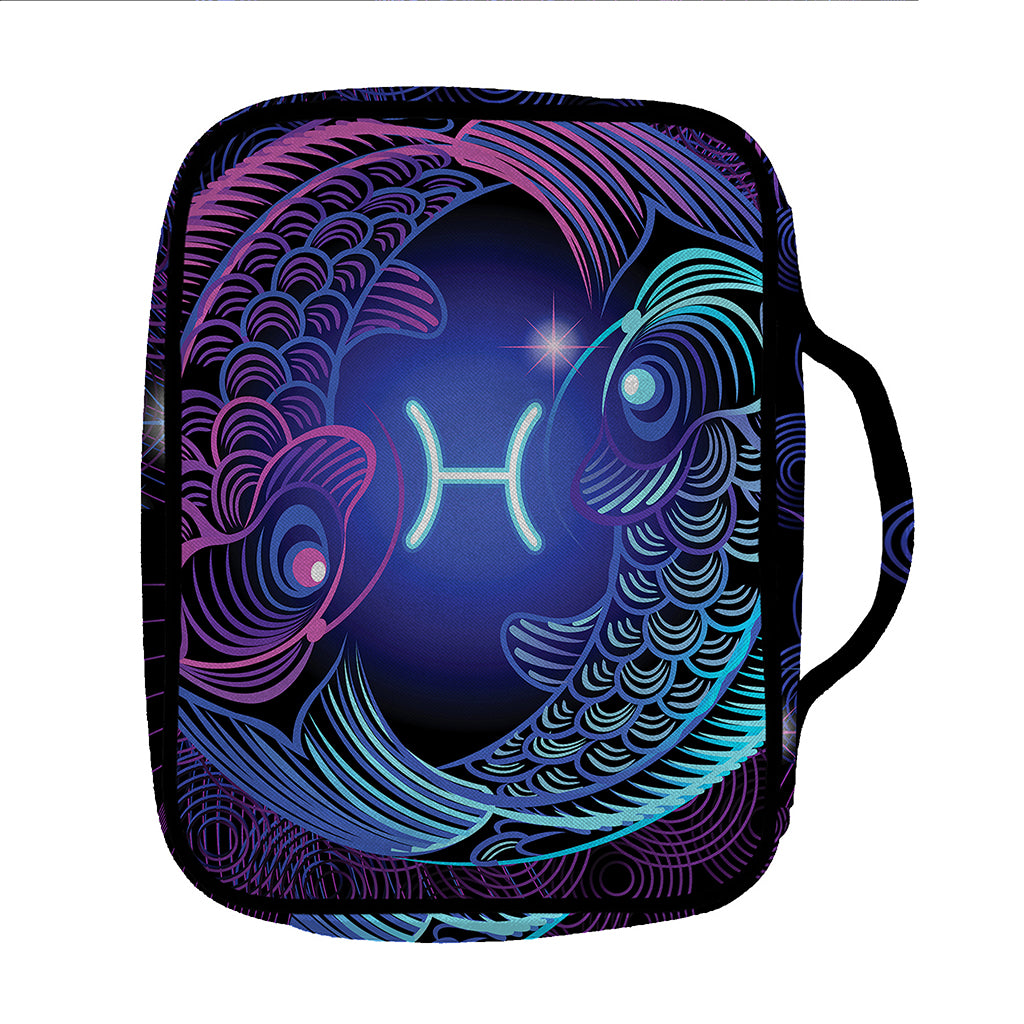 Dark Pisces Zodiac Sign Print Front Pocket Bible Bag