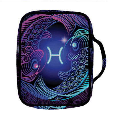 Dark Pisces Zodiac Sign Print Front Pocket Bible Bag