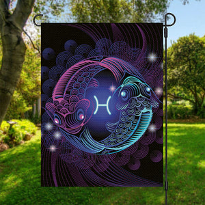 Dark Pisces Zodiac Sign Print Garden Flag