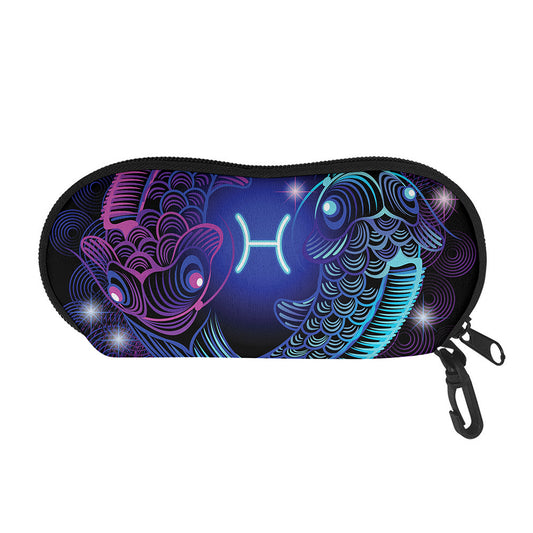 Dark Pisces Zodiac Sign Print Glasses Case